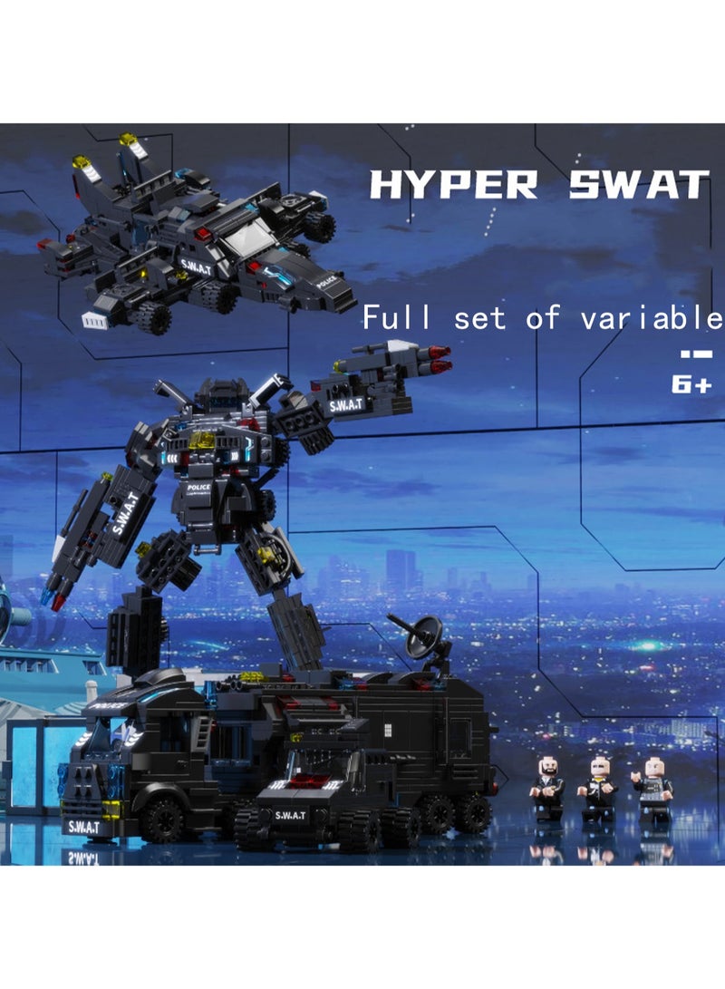 مجموعة ألعاب شرطة الفضاء الخاصة 27 Changes 700 قطعة، لعبة ألغاز بناء كبيرة، أفضل لعبة تعليمية ولعب الأدوار، مناسبة للهدايا للأولاد والبنات فوق سن 6 سنوات - Image 2